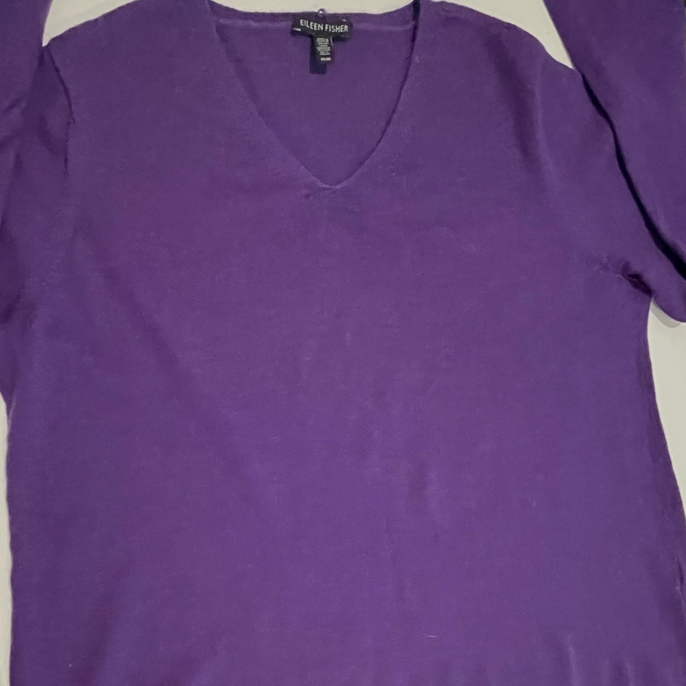 Eileen Fisher Tunic sweater, rich purple color, 100% wool, LIKE NEW